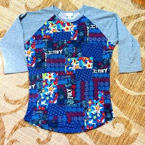 LULAROE RANDY sz M, Americana blue 4th of July new w/o tags, baseball tee shirt